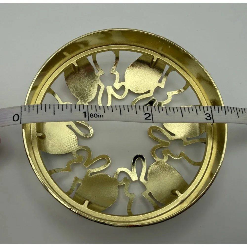 Yankee Candle Illuma-Lid Jar Topper Gold Metal Easter Eggs Pastel Bunnies